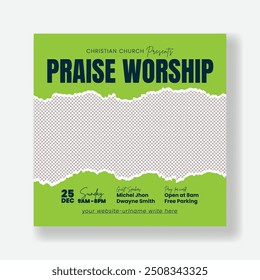 Church conference social media post, web banner, worship flyer, church banner, church square flyer or poster template design