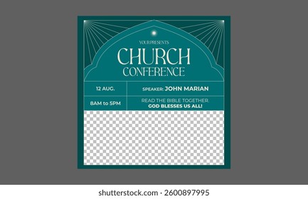 Church Conference Socials Media. Template for invitation, cover, banner, poster, flyer. Vector illustration.
