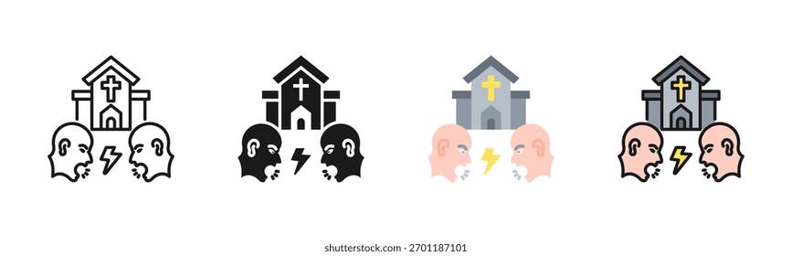 Paquete de iconos de conflicto de iglesia en varios estilos