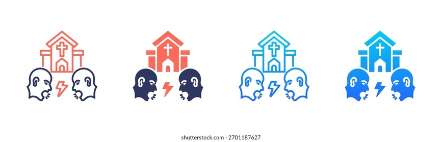 Paquete de iconos de conflicto de iglesia en varios estilos