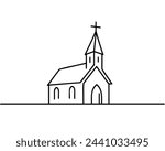 Church in continuous line art drawing style. Minimalist black linear sketch isolated on white background. Vector illustration