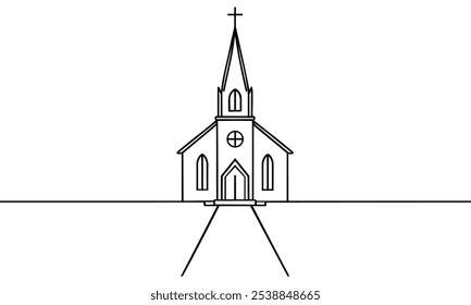 Desenho de uma linha de Igreja contínua
