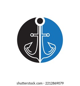 Church Cross Anchor Logo Design Vector