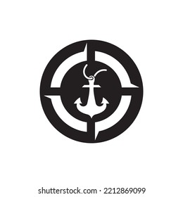 Church Cross Anchor Logo Design Vector