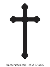 Church cross. Black cross on white background