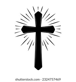 church cross. Christianity religion symbol. Vector illustration. stock image.