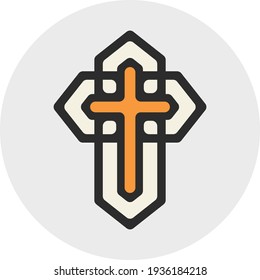 Church Cross Icon, line holy religion symbol vector design. Great for mobile app, web design, etc.