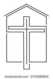 Church. The cross. Jesus Christ. Christianity. Religion. Logo. Vector. Illustration