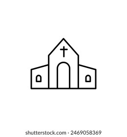 Church with cross line icon. vector flat trendy style illustration for web and app on white background..eps