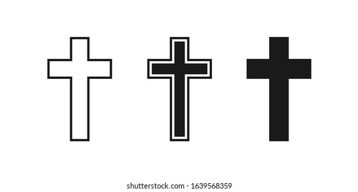 church cross set icon, christian logo element illustration, religious sign, vector illustration