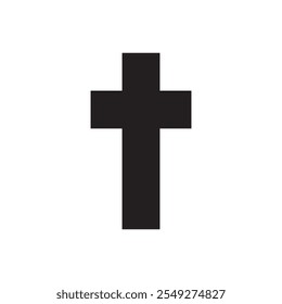 Church cross silhouette flat icon vector design illustration, isolated on white background. 