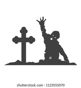 church cross and zombies on a white background