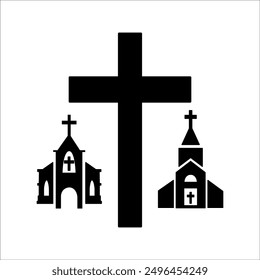 Church with crossed lines icon. linear style sign for mobile concept and web design. Church building outline vector icon. Religious symbol, logo illustration. Vector graphics