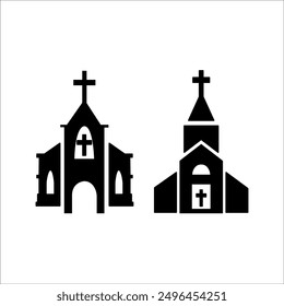 Church with crossed lines icon. linear style sign for mobile concept and web design. Church building outline vector icon. Religious symbol, logo illustration. Vector graphics