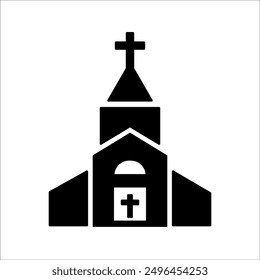 Kirche mit gekreuzten Linien Symbol. lineares Design für mobiles Konzept und Webdesign. Kirchengebäude Umriss Vektorsymbol. Religiöses Symbol, Logo-Abbildung. Vektorgrafiken