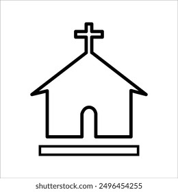 Iglesia con el icono de líneas cruzadas. signo de estilo lineal para el concepto móvil y el Diseño web. Icono de Vector del contorno del edificio de la iglesia. Símbolo religioso, ilustración del logotipo. Gráficos de Vector