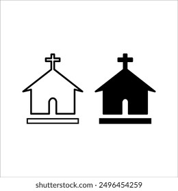 Church with crossed lines icon. linear style sign for mobile concept and web design. Church building outline vector icon. Religious symbol, logo illustration. Vector graphics