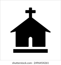 Iglesia con el icono de líneas cruzadas. signo de estilo lineal para el concepto móvil y el Diseño web. Icono de Vector del contorno del edificio de la iglesia. Símbolo religioso, ilustración del logotipo. Gráficos de Vector