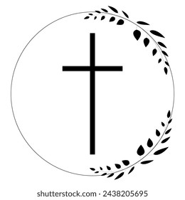 Church crosses set. Death and funerals vector illustration.