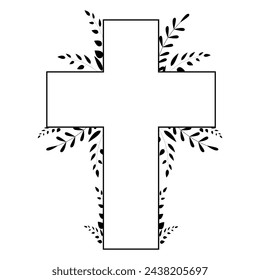 Church crosses set. Death and funerals vector illustration.