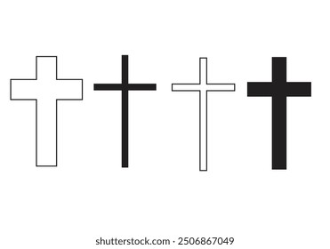 Church crosses set. Death and funerals vector illustration.	