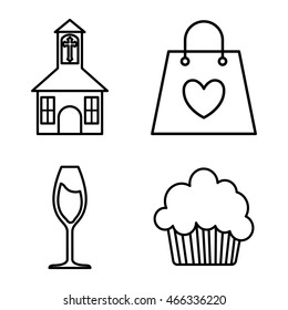 church cup bag cupcake wedding marriage icon. Isolated and flat illustration. Vector graphic