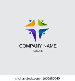 Church design logo with abstract human elements forming a cross