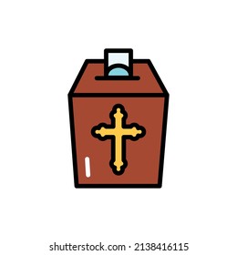 Icono de color de la línea de donación de la iglesia. Elemento vector aislado. Pictograma de esquema para página web, aplicación móvil, promoción