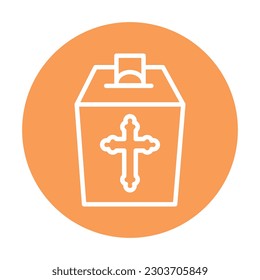 Church donation line color icon. Isolated vector element. Outline pictogram for web page, mobile app, promo