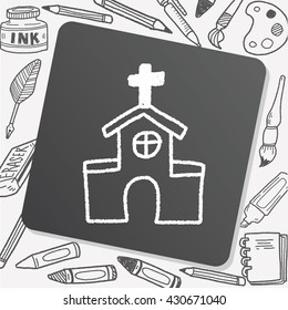 church doodle drawing