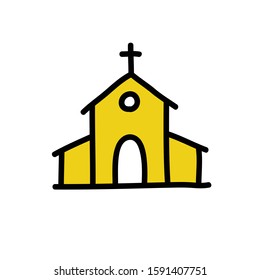 church doodle icon, vector illustration