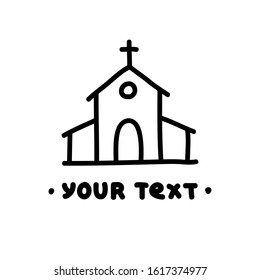 church doodle icon, vector illustration