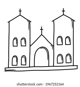Church Doodle vector icon. Drawing sketch illustration hand drawn cartoon line.