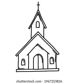 Church Doodle vector icon. Drawing sketch illustration hand drawn cartoon line.