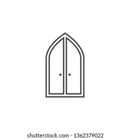 Church, door, icon in trendy outline style isolated on white background. Door symbol for your web site design, logo, app, UI. Vector illustration, EPS10. - Vector