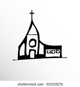 Church. Drawing. Sketch style.