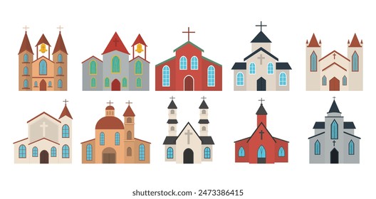 Kirche Element Illustration Kollektion Set