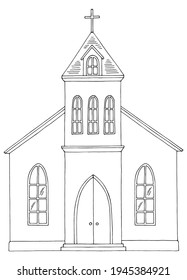 Church exterior graphic black white sketch illustration vector 