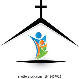 Church Family, Community Worship Unity Vector Symbol