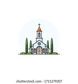 Church Flat Design Vector Illustration