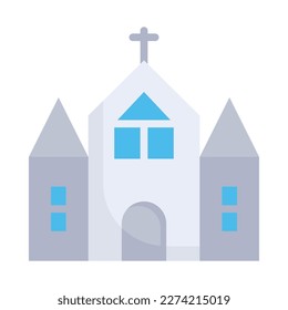 Icono plano de la iglesia. Icono de construcción de iglesia. Ilustración vectorial.