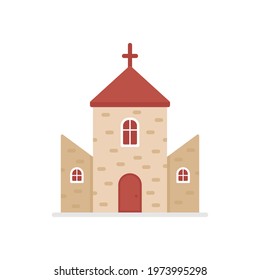 Church flat icon. Church colorful symbol. Holy place building. Religion concept. Vector isolated on white