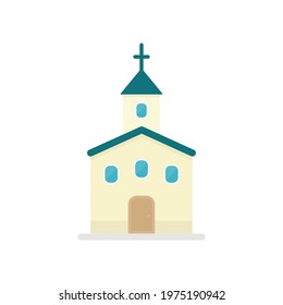 Church flat icon. Church colorful symbol. Holy place building. Religion concept. Vector isolated on white