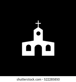 Church Flat Icon On Black Background