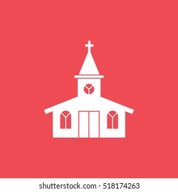 Church Flat Icon On Red Background