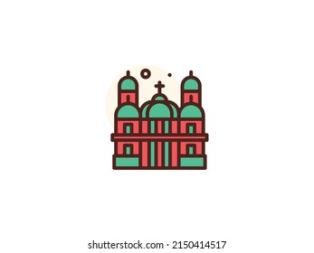 Icono plano de la iglesia vector premium. moderno y profesional. símbolo creativo. icono de uso regular. diseño de ecommerce para iconos de negocios .eps