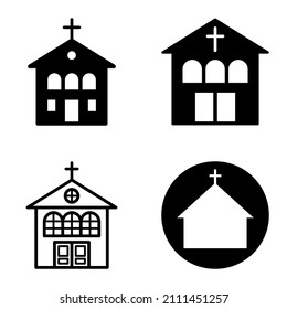 Church Flat Icon Set Isolated On White Background