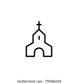 Church flat icon. Single high quality outline symbol of wedding for web design or mobile app. Thin line signs of love for design logo, visit card, etc. Outline logo of happy