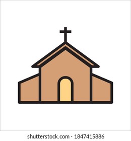 Church Flat Icon Vector Logo Template Illustration