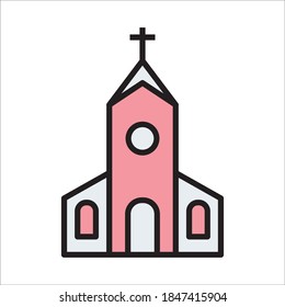 Church Flat Icon Vector Logo Template Illustration